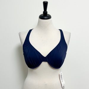 Kechika Navy Blue Convertible Straps Underwire No Padding Bikini Top NWT 34D